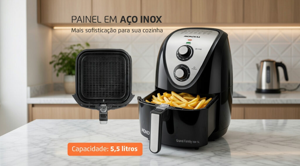 Air Frier com painel aço inox