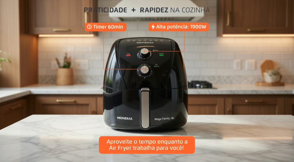 potência air fryer mondial 8 litros 1900w