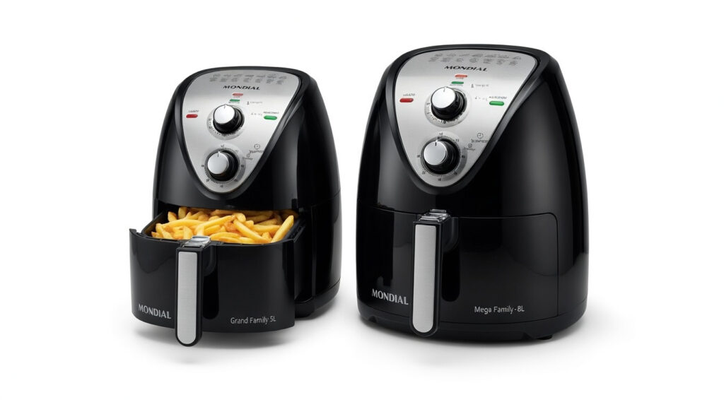 Comparativo de tamanho Air Fryer Mondial 5L vs 8L